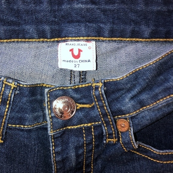 True Religion Women’s “Julie” Dark Wash Gold Sequin Jeans Size 27 - Picture 10 of 13